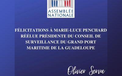 Félicitations à Marie-Luce Penchard réélue présidente du conseil de surveillance du grand port maritime de la Guadeloupe